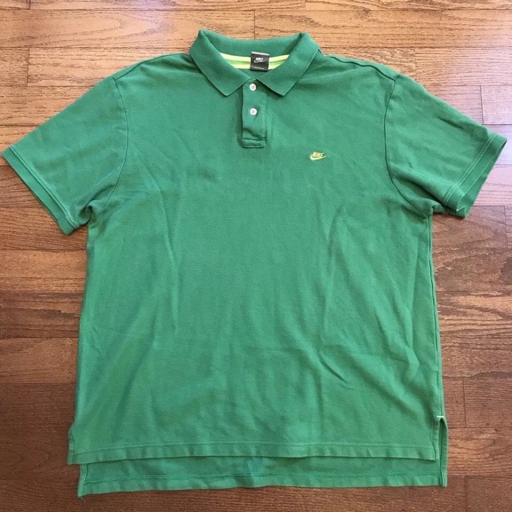 Nike Mens XL Green Cotton Yellow Futura Logo Polo